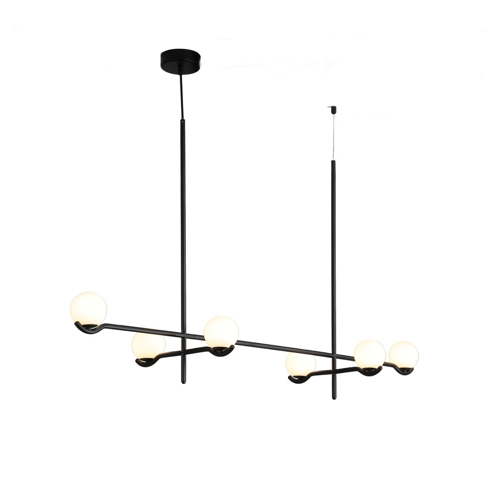 Modern Bedroom Cream frosted  Glass Matt Black /Brass Metal Pendant Lamp