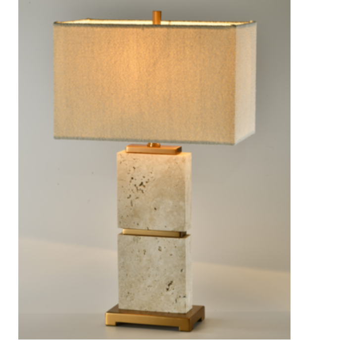 Modern Bedroom Travertine Table Lamp