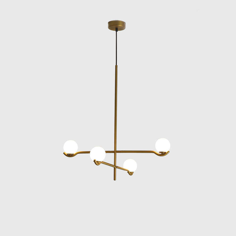 Modern Bedroom Cream frosted  Glass Matt Black /Brass Metal Pendant Lamp