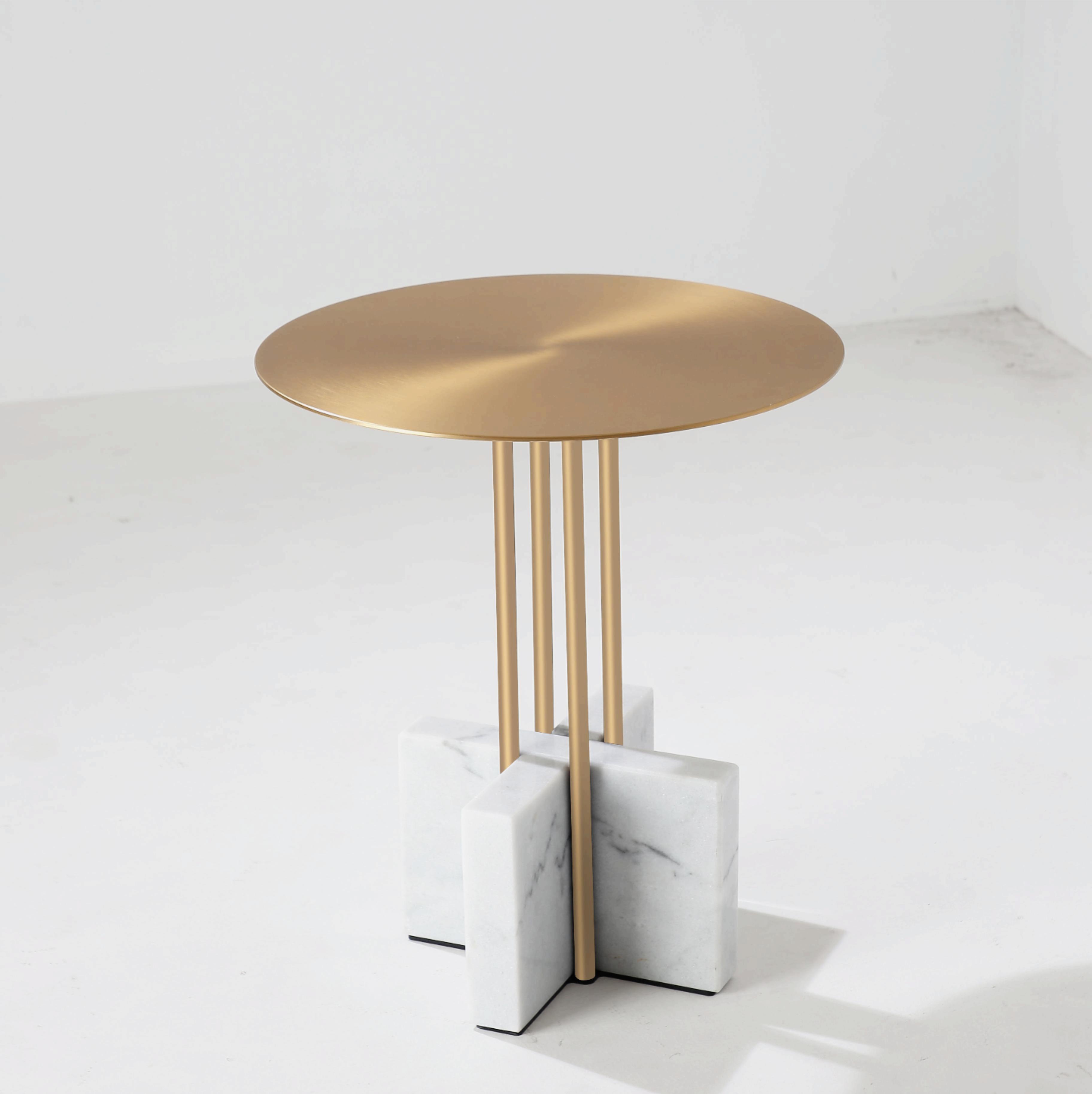 Handcrafted Italian Carrara Marble & Stainless Coffee Table - OEM/ODM Available In Stock | JIA Furniture and Lighting Factory