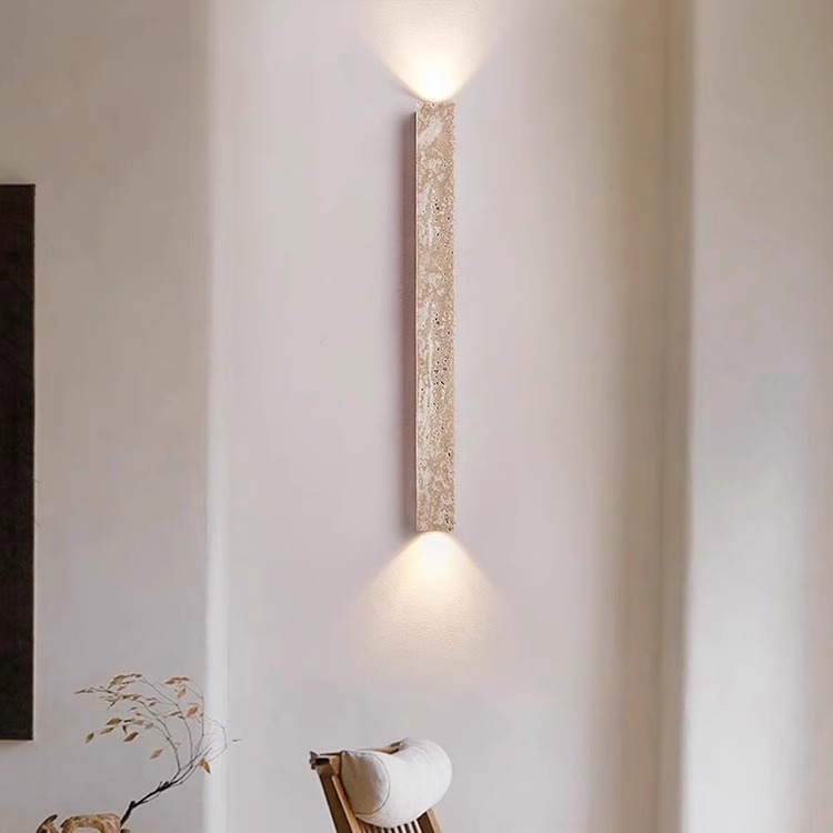 Natural yellow cave stone long strip wall lamp staircase bedroom headboard wabi sabi style living room sofa high-end atmosphere wall lamp