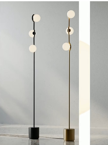 Modern Bedroom Cream frosted  Glass Matt Black /Brass Metal Floor Lamp