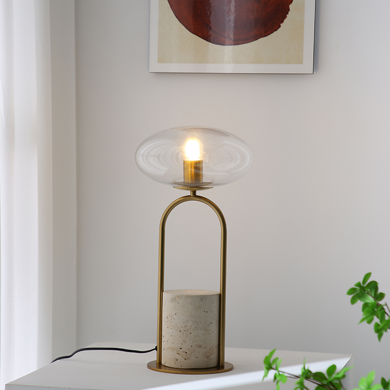 Modern Bedroom Travertine Floor Lamp