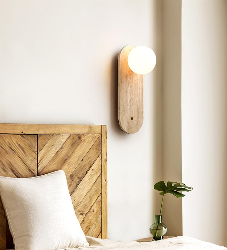 Japanese Wabi Sabi style bedroom headboard wall lamp, ancient North European cream style living room designer retro wall lamp