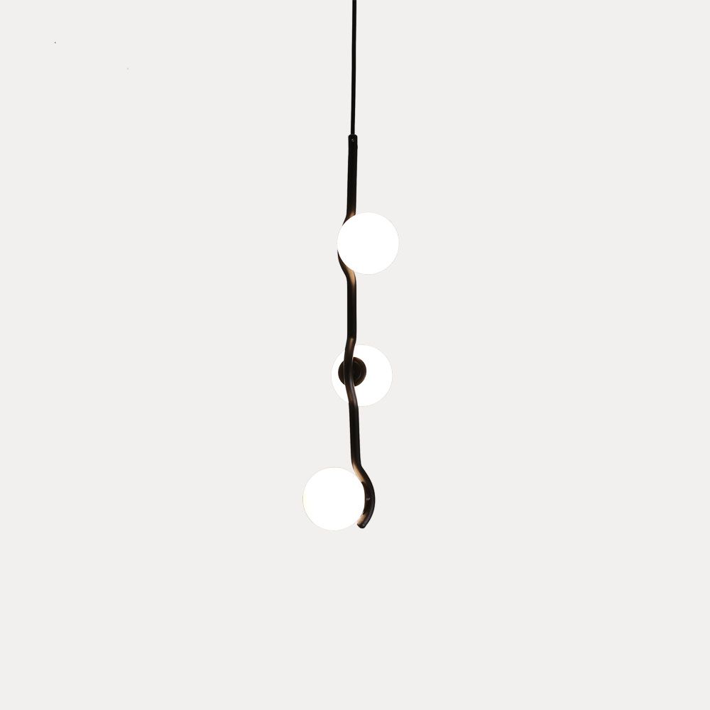 Modern Bedroom Cream frosted  Glass Matt Black /Brass Metal Pendant Lamp